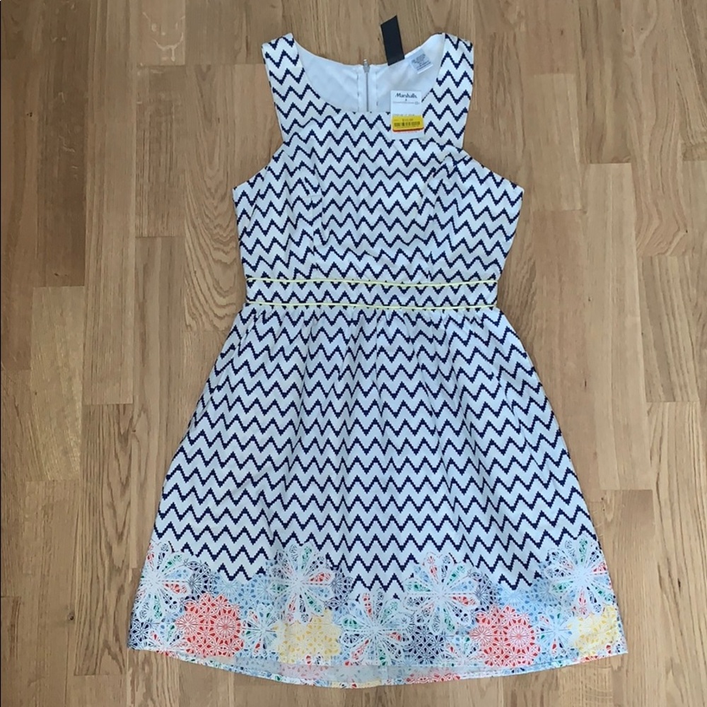 NWT White Blue Geometric Trixxi Dress
